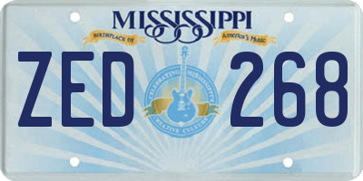 MS license plate ZED268