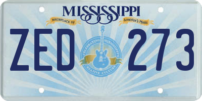 MS license plate ZED273