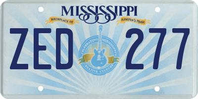 MS license plate ZED277