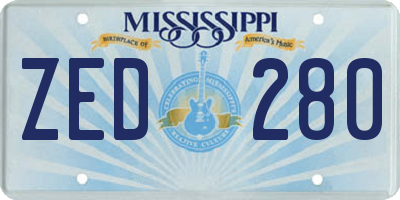 MS license plate ZED280