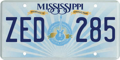 MS license plate ZED285