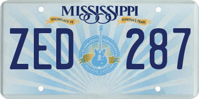 MS license plate ZED287