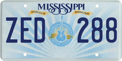 MS license plate ZED288