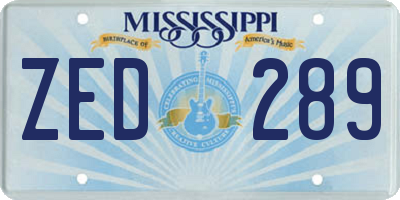 MS license plate ZED289