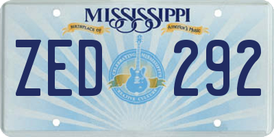 MS license plate ZED292