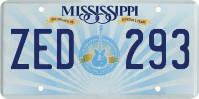 MS license plate ZED293
