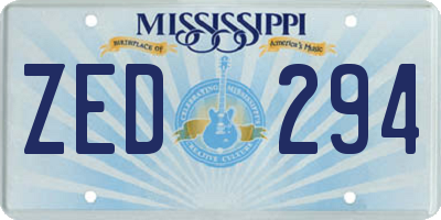 MS license plate ZED294