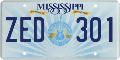MS license plate ZED301