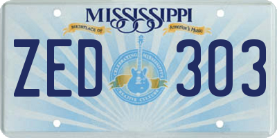 MS license plate ZED303