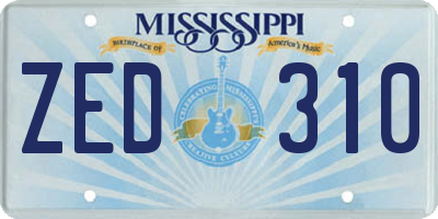 MS license plate ZED310