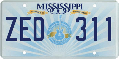 MS license plate ZED311