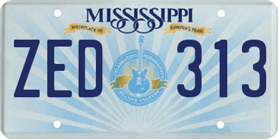 MS license plate ZED313