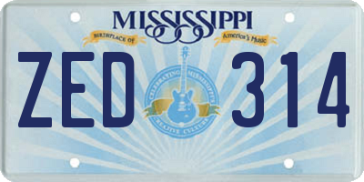 MS license plate ZED314