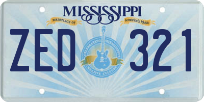 MS license plate ZED321