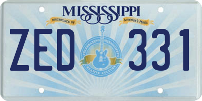 MS license plate ZED331