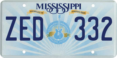 MS license plate ZED332