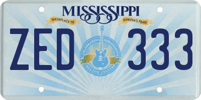 MS license plate ZED333