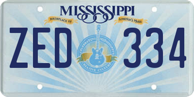 MS license plate ZED334