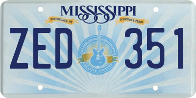 MS license plate ZED351