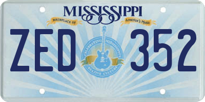 MS license plate ZED352