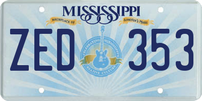 MS license plate ZED353