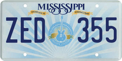 MS license plate ZED355