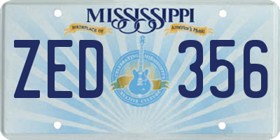 MS license plate ZED356