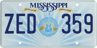 MS license plate ZED359