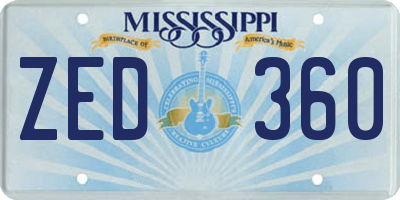 MS license plate ZED360