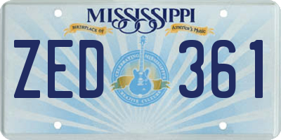 MS license plate ZED361