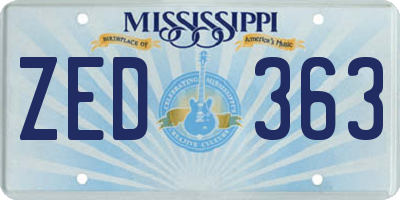 MS license plate ZED363