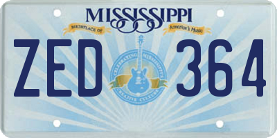 MS license plate ZED364