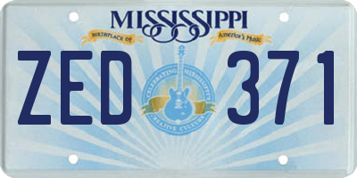 MS license plate ZED371