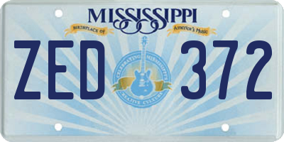MS license plate ZED372