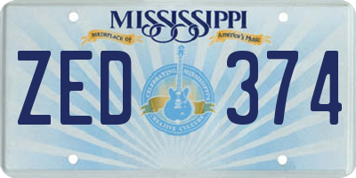 MS license plate ZED374