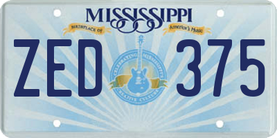 MS license plate ZED375