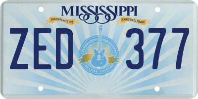 MS license plate ZED377
