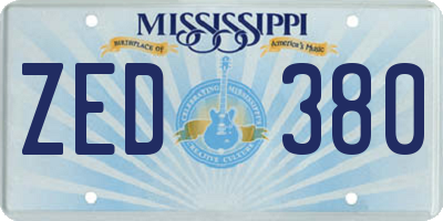 MS license plate ZED380