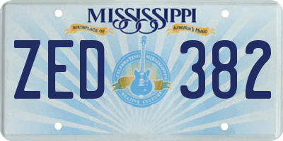 MS license plate ZED382
