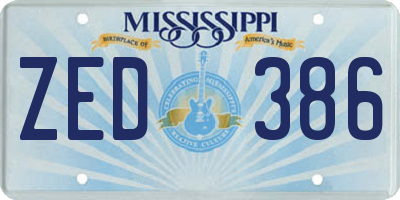 MS license plate ZED386