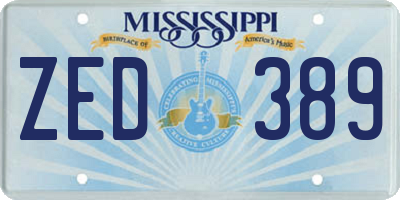 MS license plate ZED389