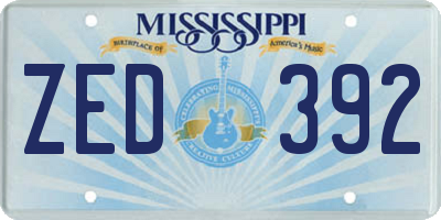 MS license plate ZED392