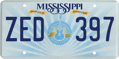 MS license plate ZED397