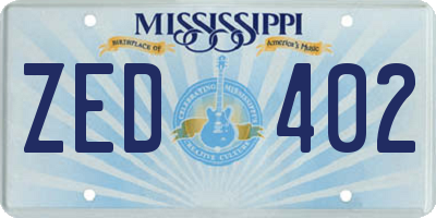 MS license plate ZED402