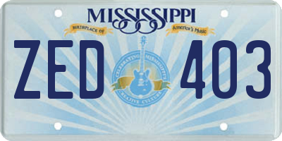 MS license plate ZED403