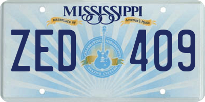 MS license plate ZED409
