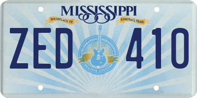 MS license plate ZED410