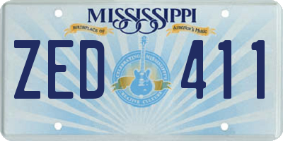 MS license plate ZED411