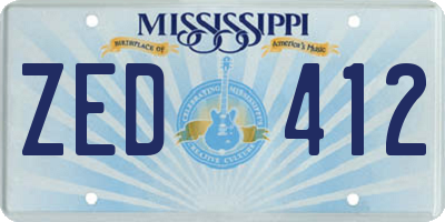 MS license plate ZED412