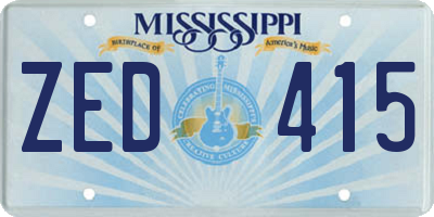 MS license plate ZED415